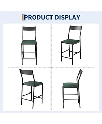 gaomon Set of 4 Modern Bar Stools 24" Counter Height, Pu Leather Stools with Backrest and Footrest, 300 Lb Capacity for Bar, Kitchen or Dining Room