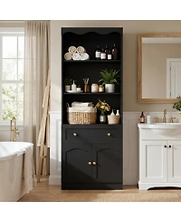 Aheaplus 80" Tall Kitchen Pantry Cabinet with Doors and Drawer, Modern Bookshelf