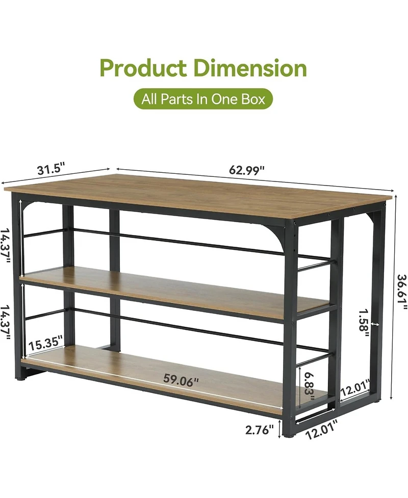Tribesigns Kitchen Island With Storage 63" Worktop Shelf Modern Kitchen Counter For Dining Room, Kitchen, Living Room