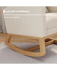 homfan Teddy Fleece Nursery Room Glider Rocking Chair with Extendable Footrest, Side Pockets and Pillow
