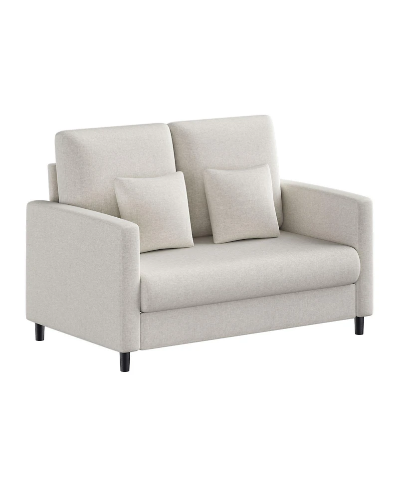 homfan Teddy Fabric Loveseat – No Assembly Small Couch. Wood Frame and High Weight Capacity for Apartment or Living Room