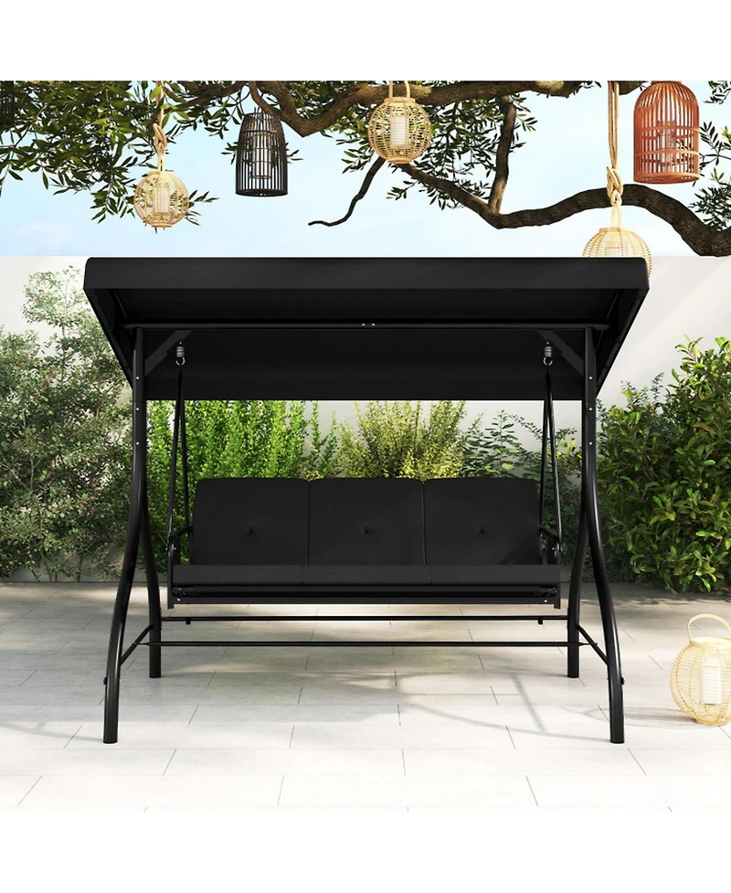 Gouun Convertible 3-Seat Patio Swing and Glider Bed with Adjustable Canopy