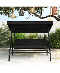 Gouun Convertible 3-Seat Patio Swing and Glider Bed with Adjustable Canopy
