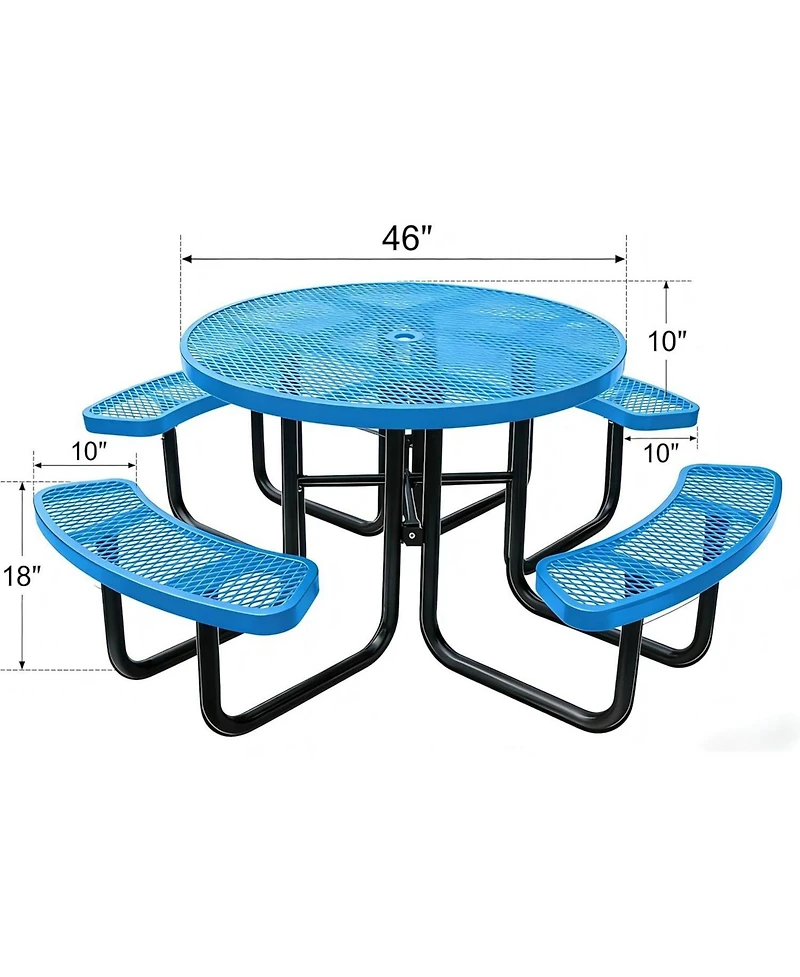 gaomon Heavy Duty 46" Round Patio Picnic Tables for Outdoors with Umbrella Hole