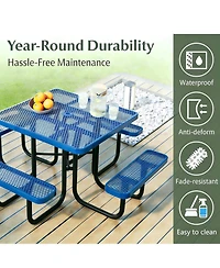 gaomon Heavy Duty 46" Square Patio Picnic Tables for Outdoors with Umbrella Hole