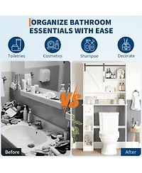 gaomon Freestanding Farmhouse Over the Toilet Storage Cabinet, Space Saving Bathroom Organizer with Double Doors
