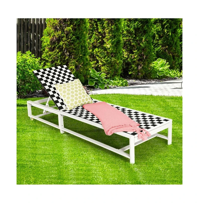 Boyel Living Patio Adjustable Reclining Chair Lounge Chair Chaise for Garden Deck Wheel