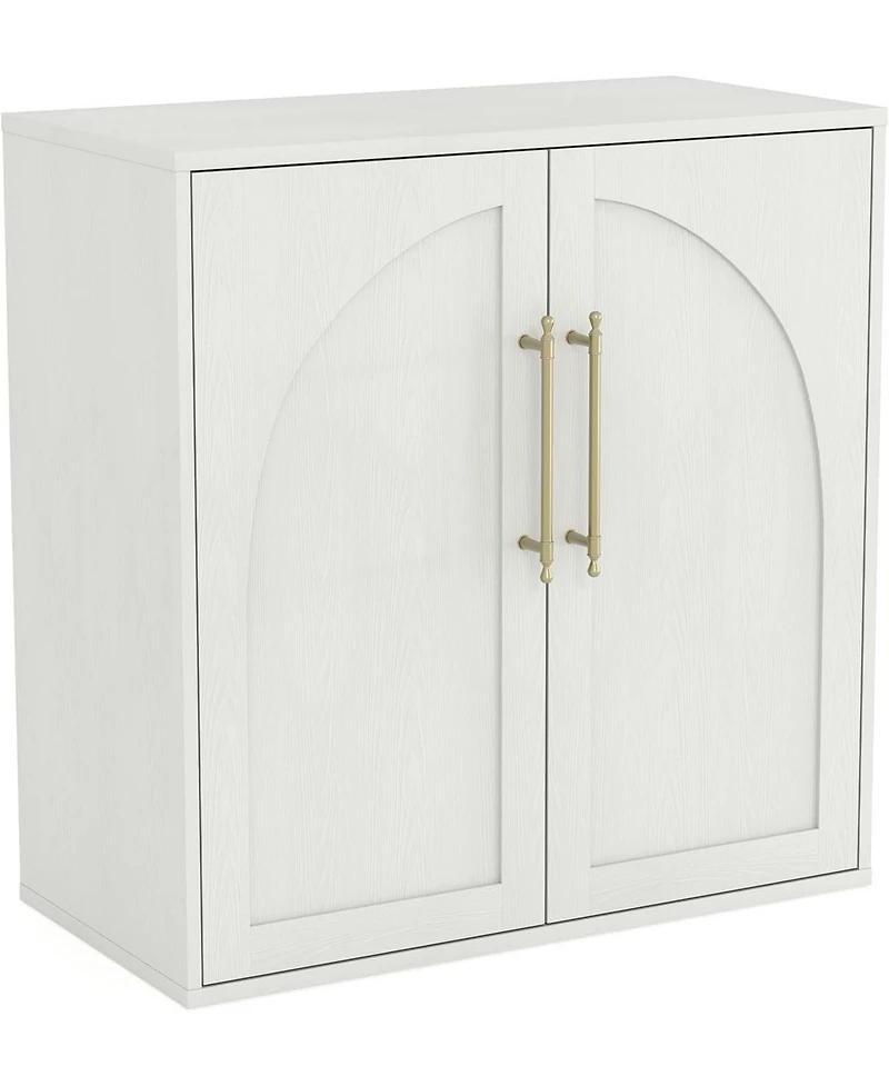 homfan Arched Sideboard Cabinet 2 Adjustable Shelves and Anti-Tip Kit, Farmhouse Storage Buffet for Living Room, Kitchen or Bedroom