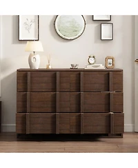 homfan 47.2" Storage Cabinet 6-Drawer Wood Console for Tv Up to 50", Living Room Entertainment Center