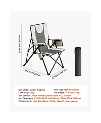 Yiortwo Folding Camping Chair with 3 Reclining Positions, High Back Outdoor Chair