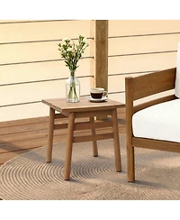 LuxenHome 18.5" Square Outdoor Side Tables for Patio, Acacia Wood Outdoor End Table with Slatted Top, Wooden Patio Table for Balcony, Patio, Porch