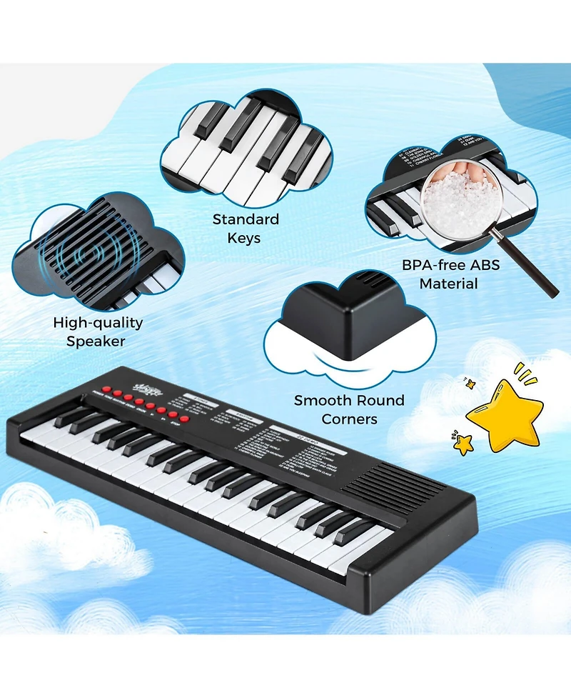 Costway Kids Piano Keyboard with 8 Rhythms Tones 22 Demos for 3+ Years Old Boys and Girls