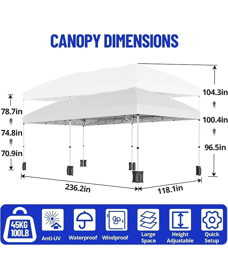 homfan Pop Up Canopy – Heavy Duty Wedding Tent with Removable Sidewalls, 3 Heights, Carry Bag and Sandbags