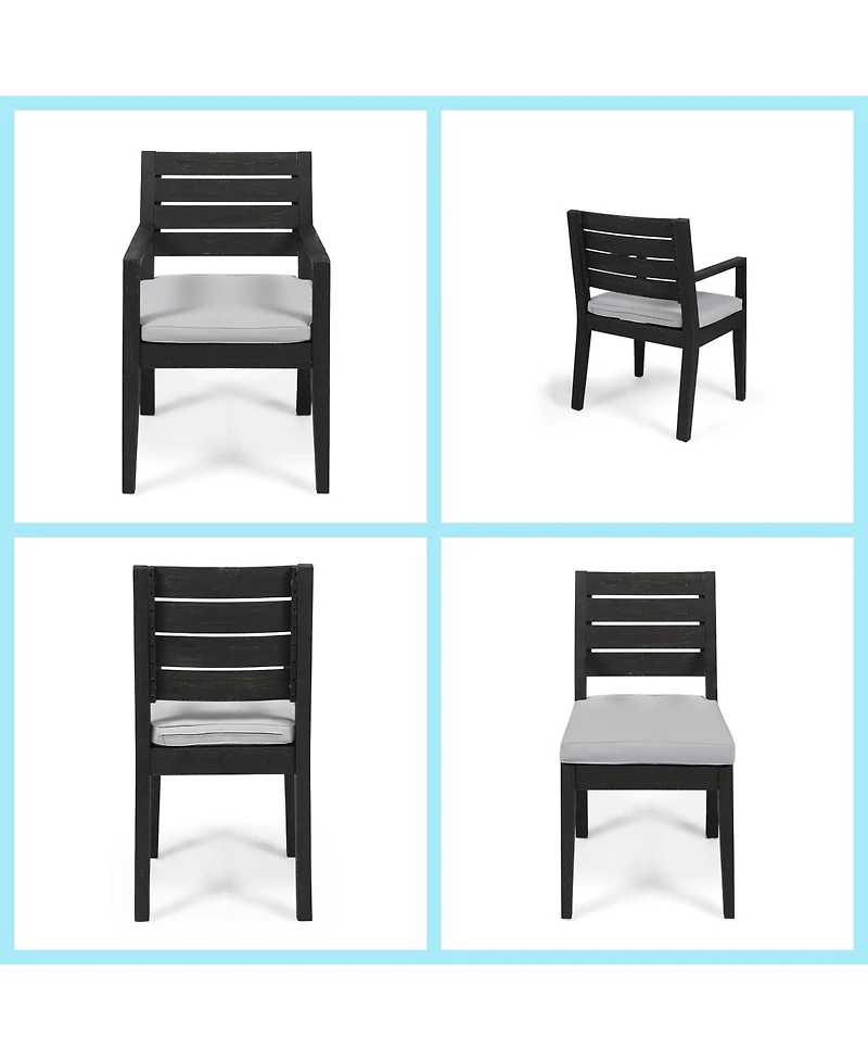 Asagikoiai 6 Seater Acacia Wood Outdoor Dining Set with Bench and Cushions