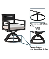 Asagikoiai Modern 5-Piece Outdoor Patio Dining Set with Aluminum Table and Sunbrella Swivel Chairs