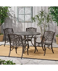Asagikoiai 5-Piece Weather-Resistant Aluminum Outdoor Patio Dining Set with Round Table and Chairs
