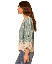 Democracy Petite Crochet Framing Cropped Open-Front Jacket