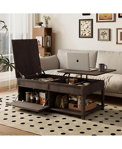Streamdale Furniture Lift-Top Coffee Table with Hidden Storage and Adjustable Desktop