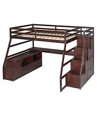 Streamdale Furniture Loft Bed with 7 Drawers 2 Shelves and Desk