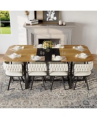Streamdale Furniture 9 Piece Square Dining Table Set with 8 Velvet Chairs