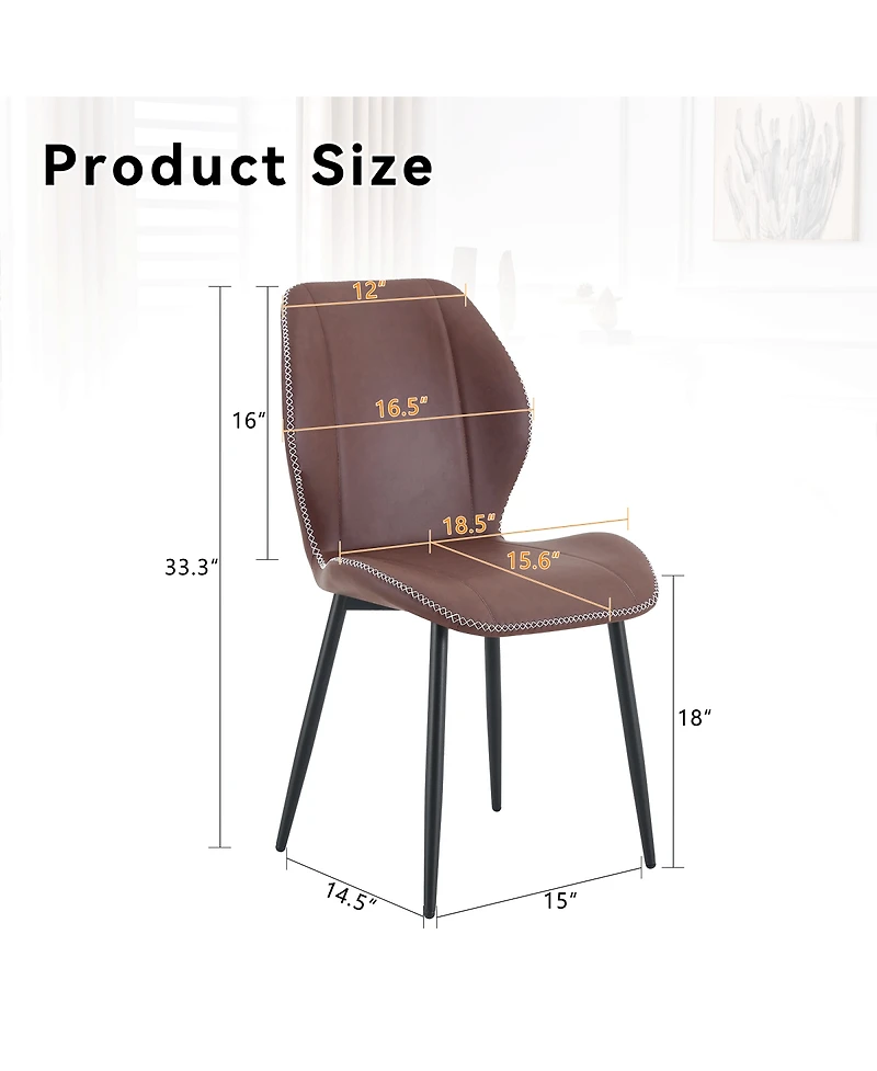 Streamdale Furniture 4-Pack Luxury Pu Leather Dining Chairs with Adjustable Metal Legs