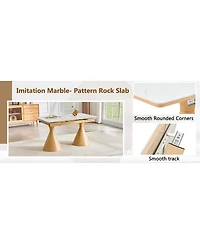 Streamdale Furniture Extendable Stone-Top Dining Table with Tapered Metal Legs