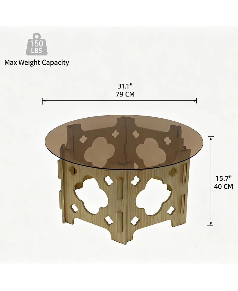 Streamdale Furniture Modern Hollow-Carved Coffee Table with Integrated Hidden Cat Nest