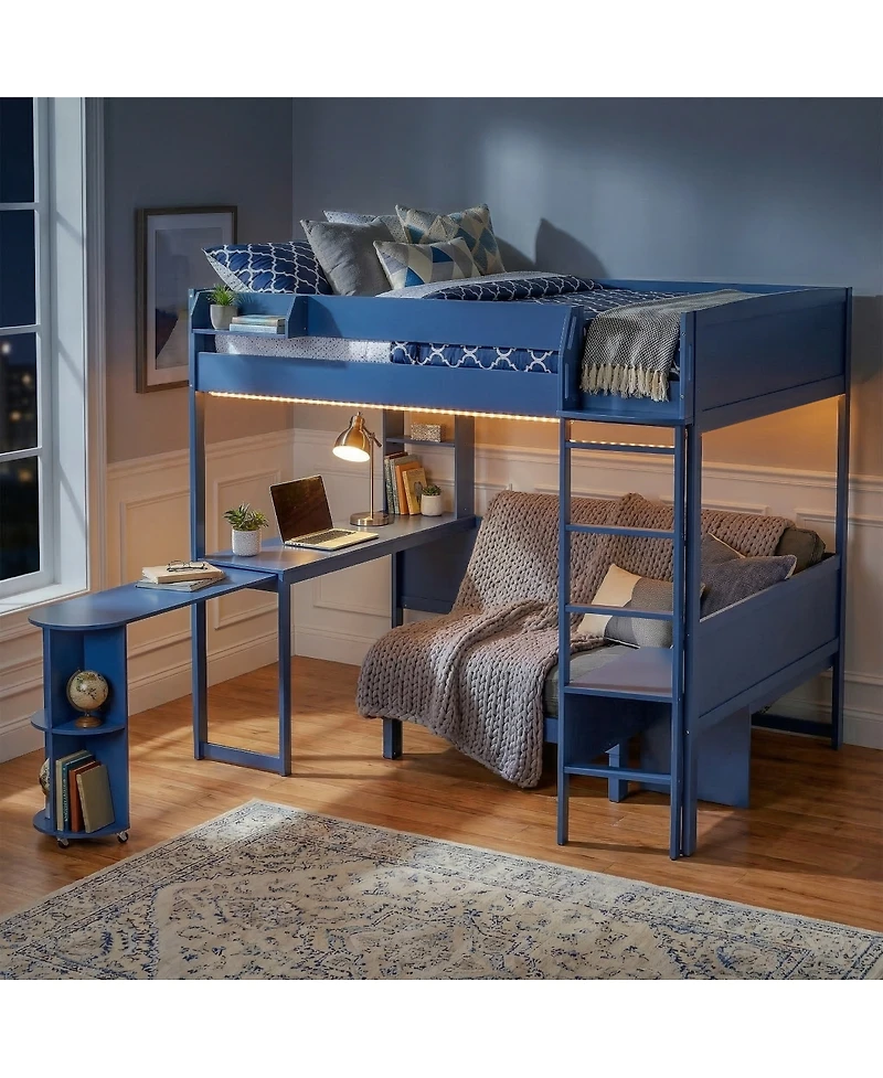 Streamdale Furniture Wood Loft Bed with Desk Sofa Storage and Light