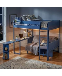 Streamdale Furniture Wood Loft Bed with Desk Sofa Storage and Light