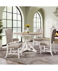 Streamdale Furniture Retro Extendable Dining Table Set with 4 Upholstered Chairs
