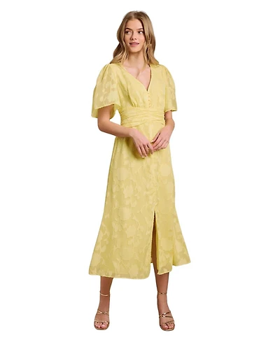 Oasis Women's Button Jacquard Midi Dress