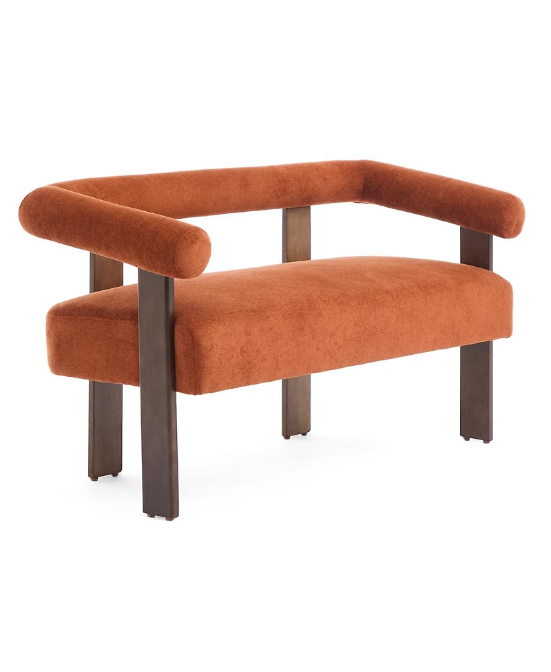 Streamdale Furniture Modern Curved Boucle Loveseat with Ergonomic Backrest and Rubberwood Legs