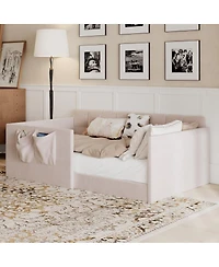 Streamdale Furniture Velvet Upholstered Daybed with Side Storage Pockets
