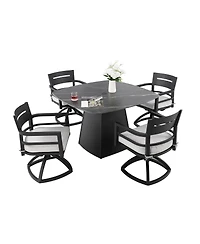 Asagikoiai Modern 5-Piece Aluminum Patio Dining Set with 44" Dining Table and Swivel Chairs