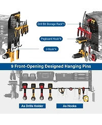 Xdovet Power Tool Organizer Wall Mount Charging Station Drill Holder Utility Rack 8 Outlet Strip
