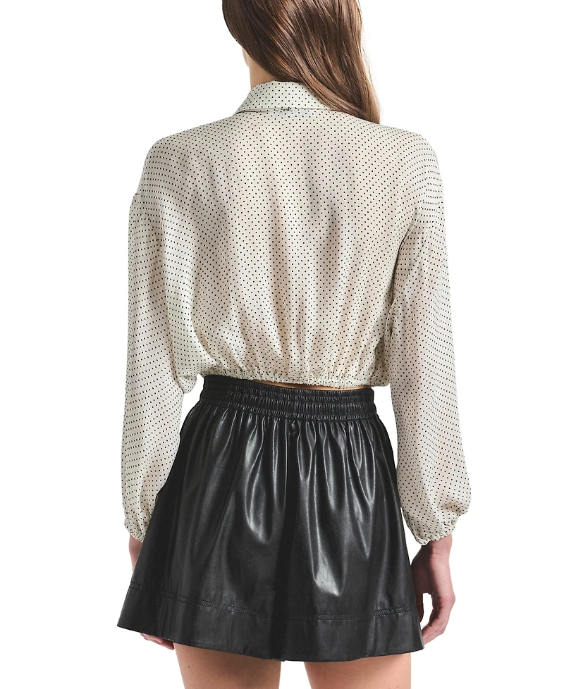 Derek Lam 10 Crosby Women's Emily Baby Dot Print Georgette Tie-Neck Blouse
