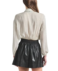 Derek Lam 10 Crosby Women's Emily Baby Dot Print Georgette Tie-Neck Blouse