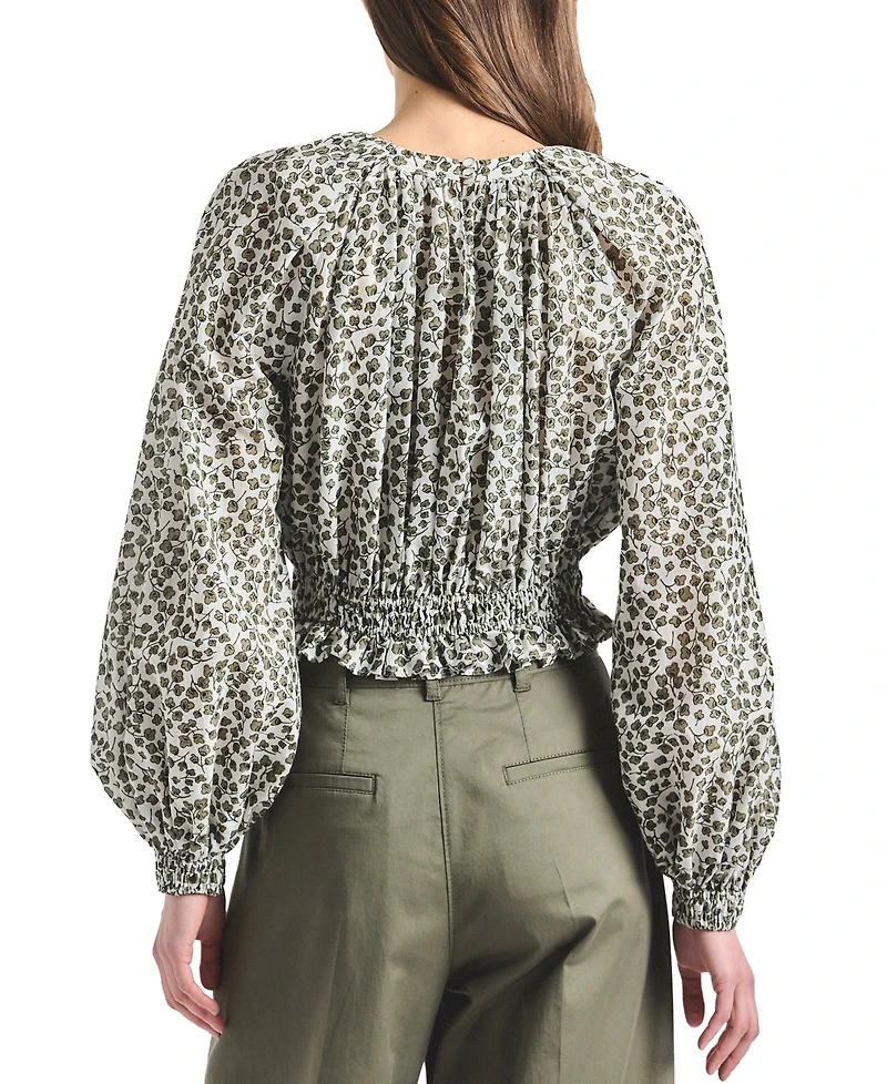 Derek Lam 10 Crosby Women's Charlee Mini Clover Print Gathered Blouse