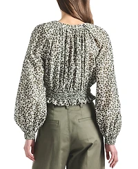 Derek Lam 10 Crosby Women's Charlee Mini Clover Print Gathered Blouse
