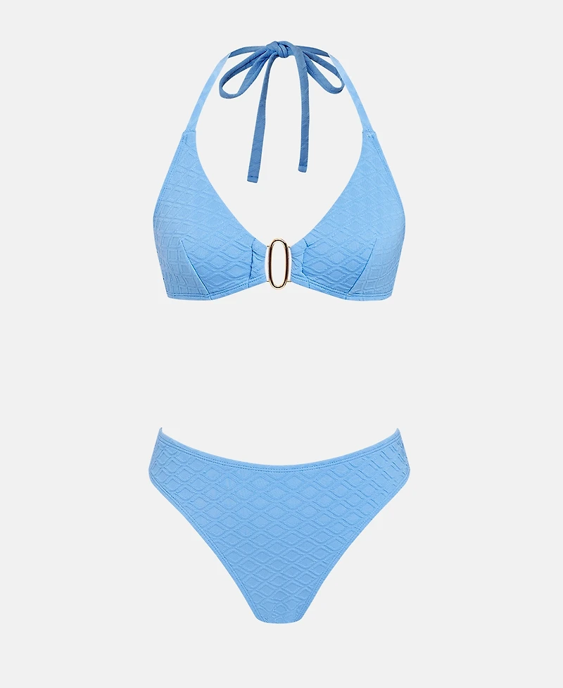 Cupshe Women's Floral Halter Bikini Set with Sarong