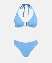 Cupshe Women's Floral Halter Bikini Set with Sarong