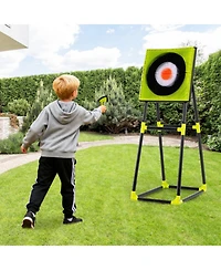 Sugift 4-in-1 Kids Axe Throwing Game Set with Bristle Target, Axes, Darts and Bow, Indoor Outdoor, Ages 8