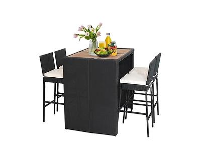 Mondawe 5 Pieces Patio Acacia Wood Dining Set