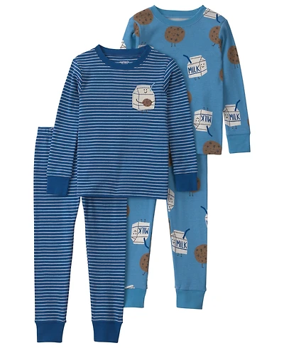 Carter's Toddler Boys' 2T-5T Milk & Cookies Snug Fit Sleep Play, 4-Piece Set