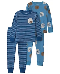 Carter's Toddler Boys' 2T-5T Milk & Cookies Snug Fit Sleep Play, 4-Piece Set