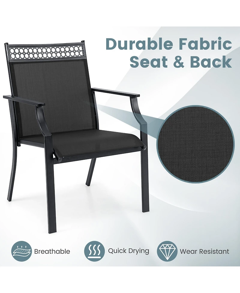 Gymax 4 Piece Patio Chairs with All Weather Breathable Fabric High Backrest