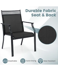 Gymax 4 Piece Patio Chairs with All Weather Breathable Fabric High Backrest