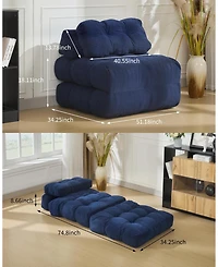 homfan Single Folding Sofa Bed - Sleeper Chair with Floor Lounger and Pillow, Portable Fold Out Couch Bed for Living Room or Ottoman