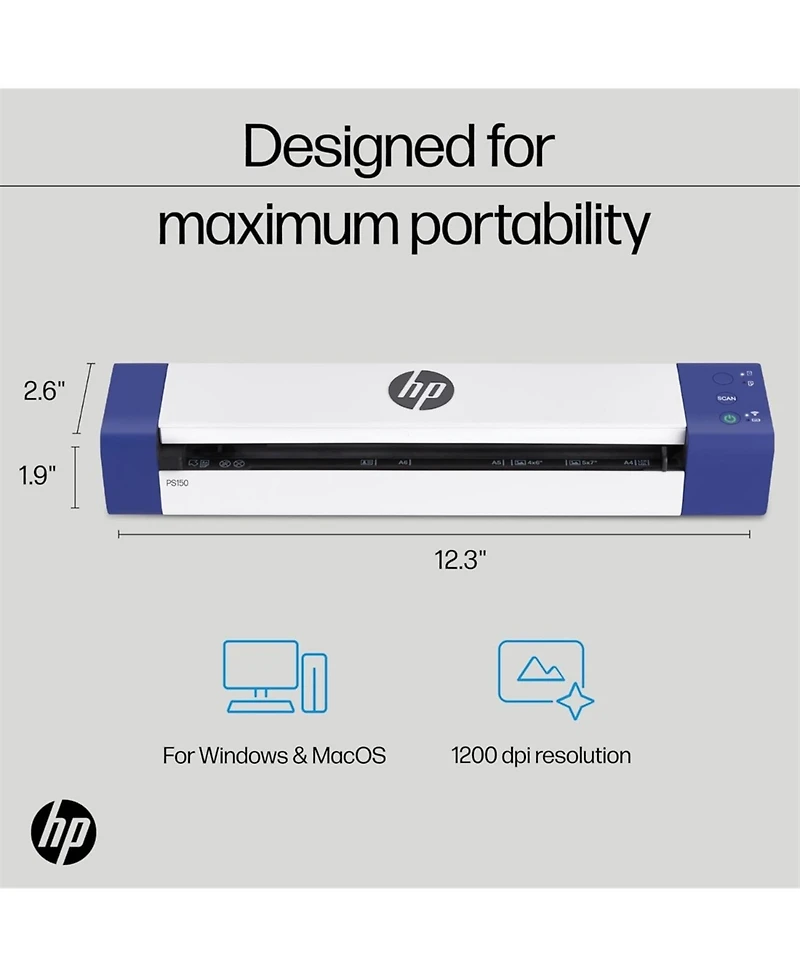 Hp PS150 Portable Wireless Document Scanner, Duplex Usb and Wi-Fi Rechargeable Scanner