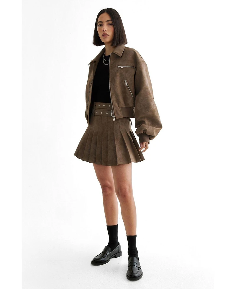 Nasty Gal Women's Faux Leather Bomber Jacket